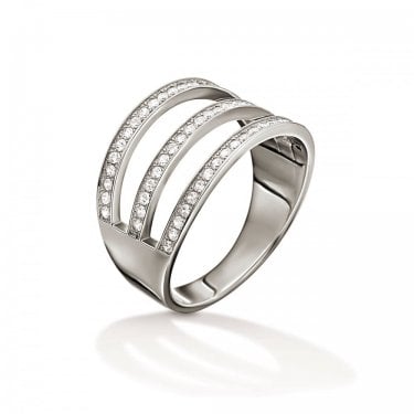 Folli Follie 3 Row Crystal Ring 54