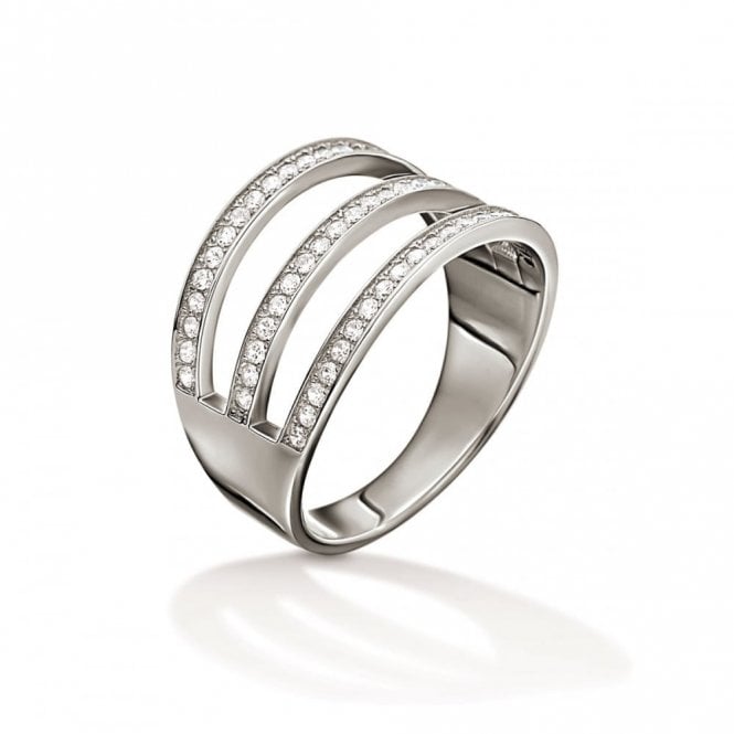 Folli Follie  3 Row Crystal Ring 56