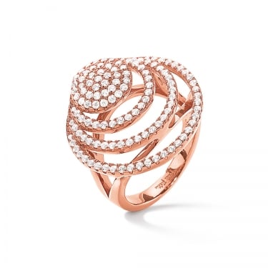 Folli Follie Rose Gold Plated Cyclos CZ Ring