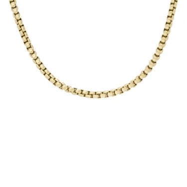 Fossil All Stacked Up Gold Tone Stainless Steel Chain Necklace 46cm+5cm