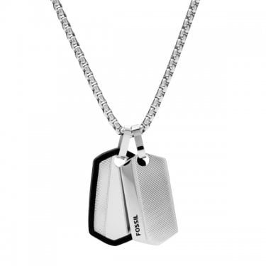 Fossil Gents Chevron Vintage Casual Stainless Steel Dog Tag