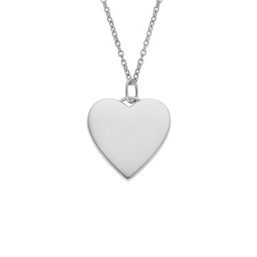 Fossil Drew Engravables Stainless Steel Heart Necklace 1.9x1.9cm, 40.6cm