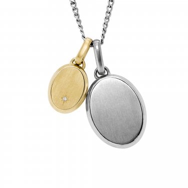 Fossil Drew Two Tone Stainless Steel Necklace 1.8 x 2.3cm, 50.8cm + 5cm