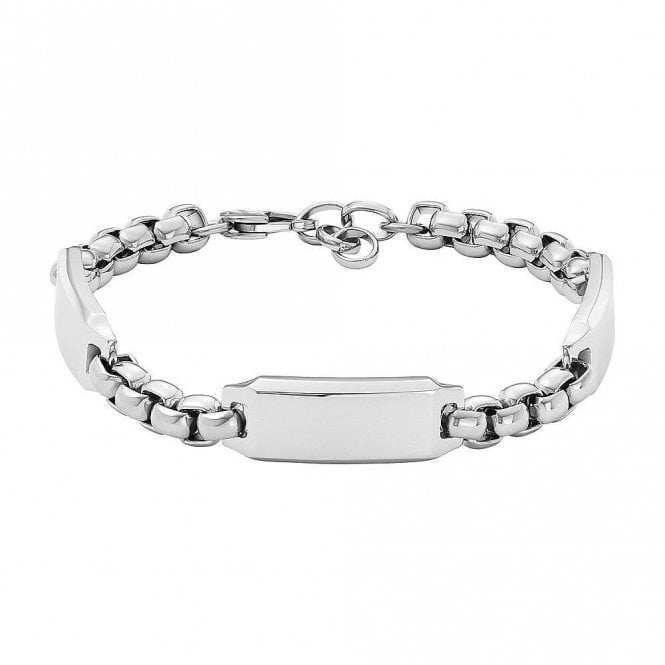 Fossil Jewellery Fossil Gents Drew Engravable ID Stainless Steel Chain Bracelet 22.5cm