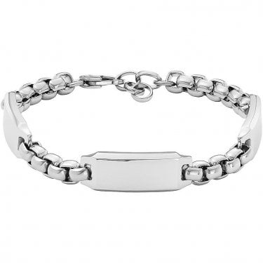 Fossil Gents Drew Engravable ID Stainless Steel Chain Bracelet 22.5cm