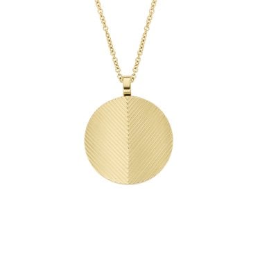 Fossil Harlow Linear Texture Gold Tone Stainless Steel Necklace 0.5x3.6cm, 40cm + 5cm