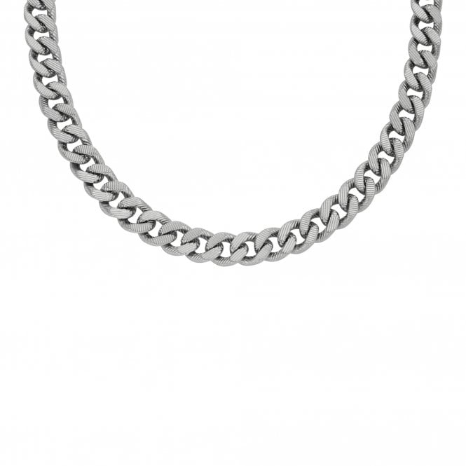 Fossil Jewellery Fossil Harlow Linear Texture Stainless Steel Chain Necklace 1cm, 50.8cm