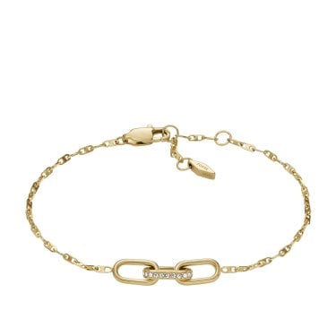 Fossil Heritage D Link Gold Tone Stainless Steel Bracelet 19cm