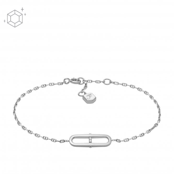 Fossil Jewellery Fossil Heritage Station Sterling Silver Bracelet 1.8 x 0.7cm, 16.5cm + 2.5cm