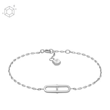 Fossil Heritage Station Sterling Silver Bracelet 1.8 x 0.7cm, 16.5cm + 2.5cm