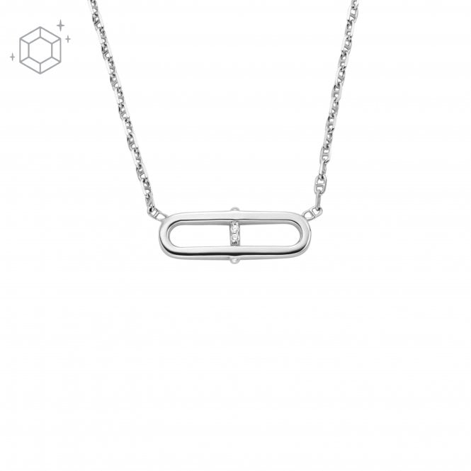 Fossil Jewellery Fossil Heritage Station Sterling Silver Necklace 1.8 x 0.7cm, 40.6 + 5cm