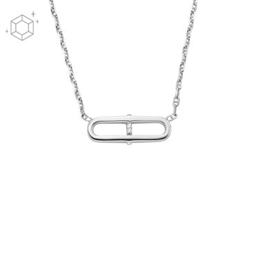 Fossil Heritage Station Sterling Silver Necklace 1.8 x 0.7cm, 40.6 + 5cm