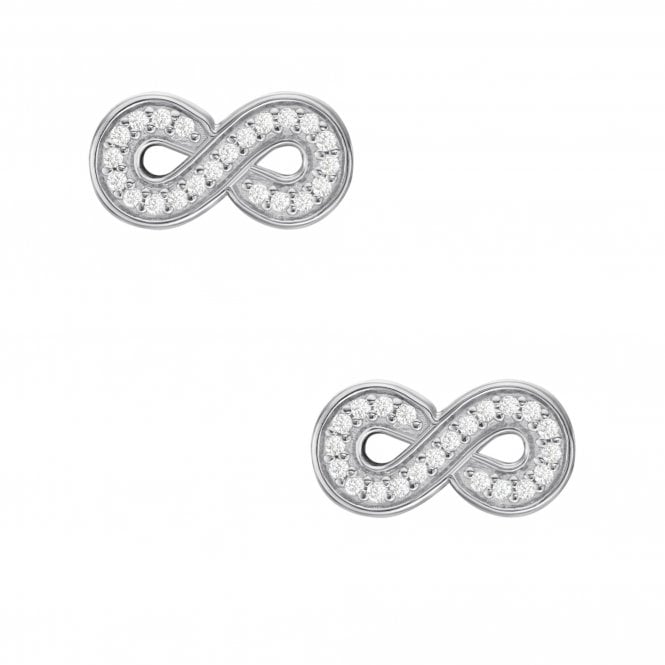 Fossil Jewellery Fossil Infinity CZ Sterling Silver Stud Earrings 0.5x1cm
