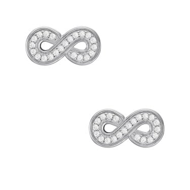 Fossil Infinity CZ Sterling Silver Stud Earrings 0.5x1cm