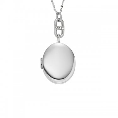 Fossil Locket Collection Stainless Steel Chain 16-18" Necklace