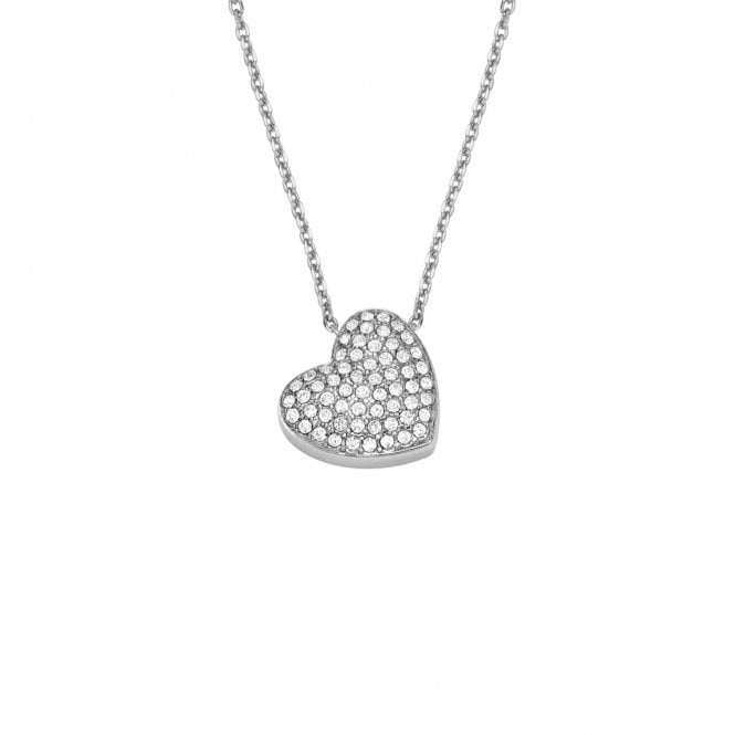 Fossil Jewellery Fossil Sadie Glitz CZ Heart Stainless Steel Necklace 1.2cm, 45cm