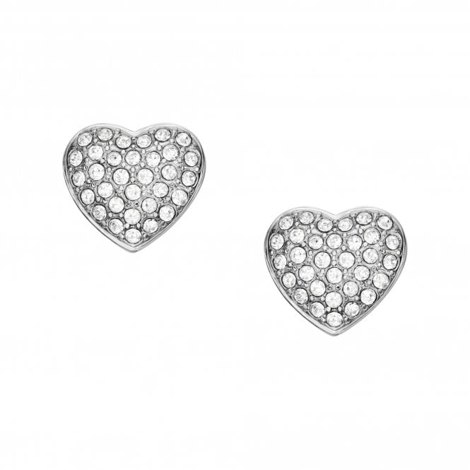 Fossil Jewellery Fossil Sadie Glitz CZ Heart Stainless Steel Stud Earrings 0.9x0.8cm