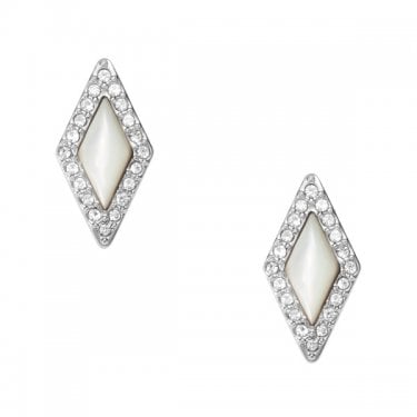 Fossil Jewellery Silver Stud Earrings with Mother of Pearl Stone