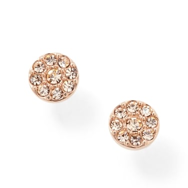 Fossil Rose Gold Cubic Zirconia Stud Earrings Jewellery