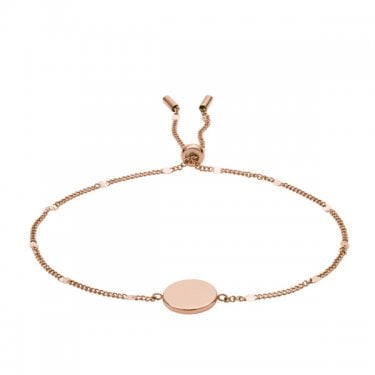 Fossil Rose Gold Tone Stainless Steel Disc Bracelet 21.6cm