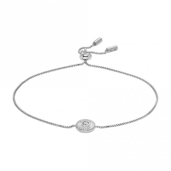 Fossil Jewellery Fossil Texture Circle Sterling Silver CZ Circle Slider Bracelet 21cm