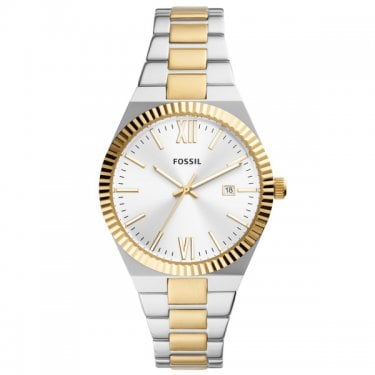 Fossil Ladies Scarlette Silver & Yellow Gold Bracelet Strap Watch