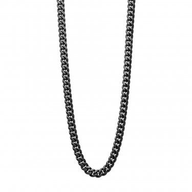 Fred Bennett Black Brushed Curb Chain Necklace 50cm
