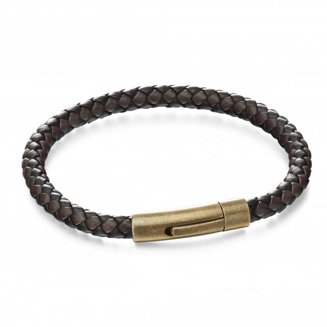 Fred Bennett  Brown & Black Leather Woven Bracelet 21.5cm