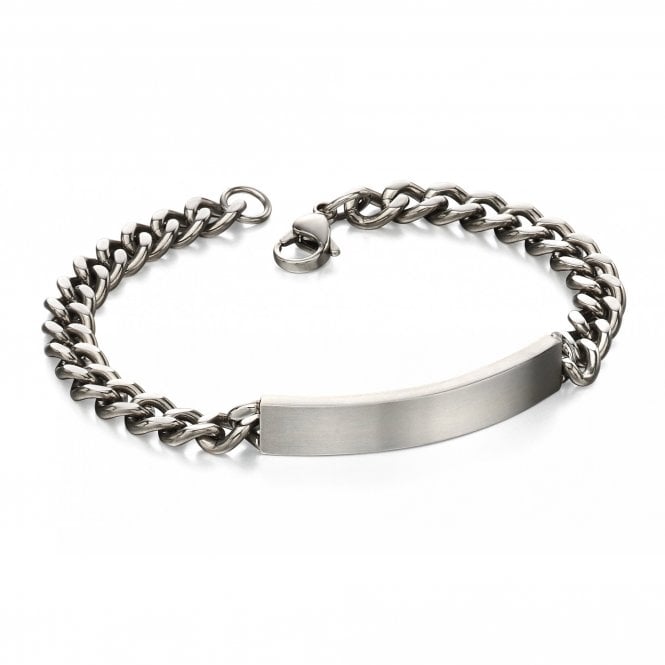 Fred Bennett  Brushed Stainless Steel ID Bar Bracelet 22.5cm