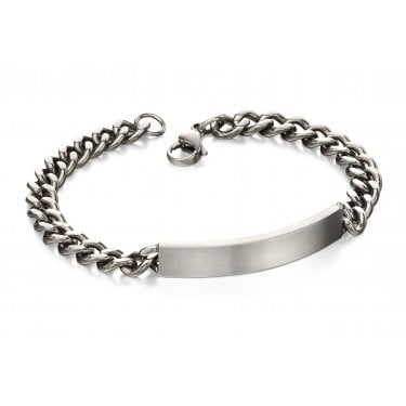 Fred Bennett Brushed Stainless Steel ID Bar Bracelet 22.5cm