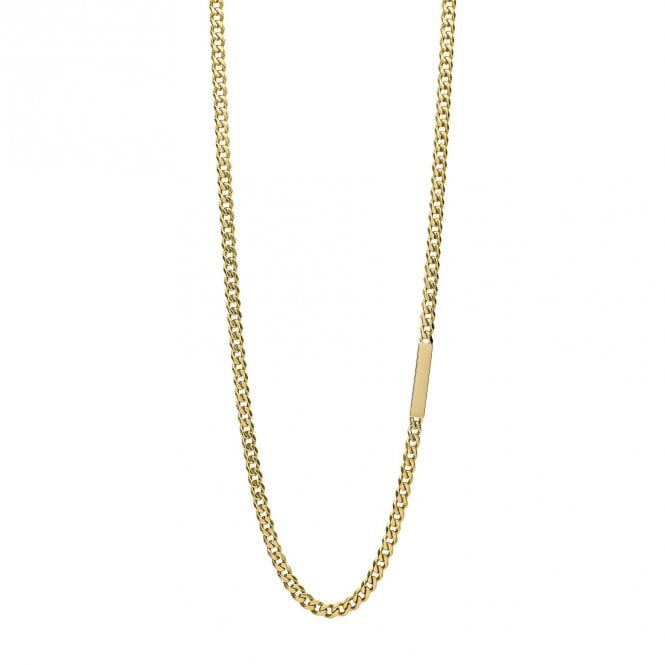 Fred Bennett  Offset Engravable Bar Chain Gold Tone Necklace 0.5cm, 55cm 