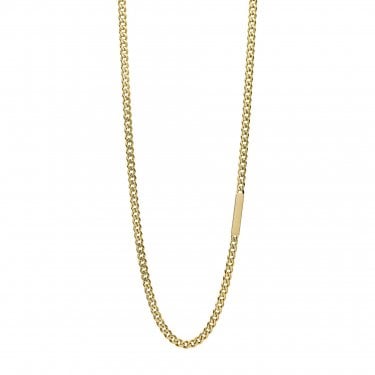 Fred Bennett Offset Engravable Bar Chain Gold Tone Necklace 0.5cm, 55cm 