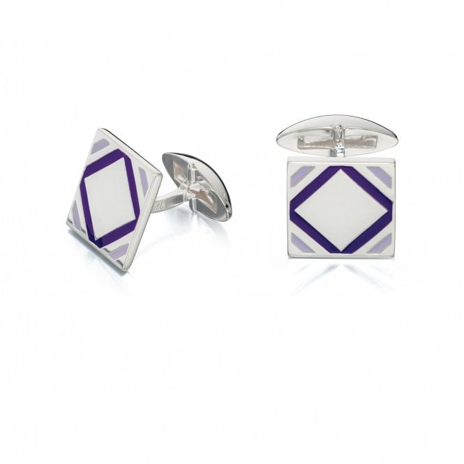Fred Bennett  Purple Epoxy Square Patterned Cufflinks