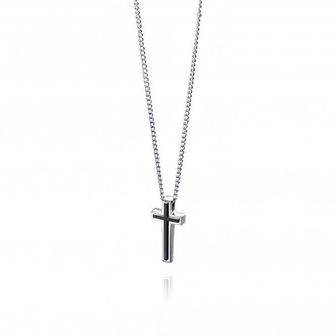 Fred Bennett  Stainless Steel Black Onyx Cross Necklace 50cm
