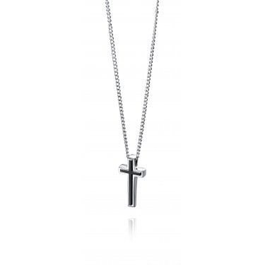 Fred Bennett Stainless Steel Black Onyx Cross Necklace 50cm
