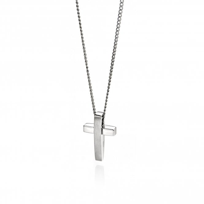 Fred Bennett  Stainless Steel Matt Polish Cross Necklace 50cm