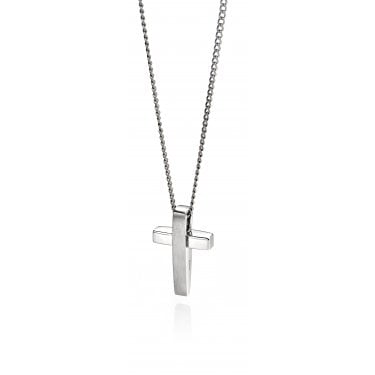 Fred Bennett Stainless Steel Matt Polish Cross Necklace 50cm