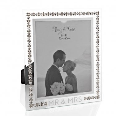 Always and Forever Crystal Border Frame 8"x10" Mr & Mrs