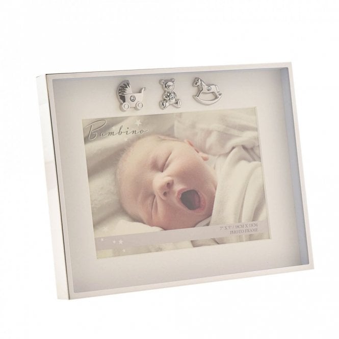 Bambino  Thin Silver Plated 3 Icons Border Frame 7