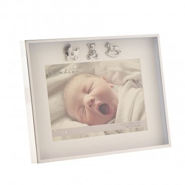 Bambino Thin Silver Plated 3 Icons Border Frame 7" x 5" 178x230mm