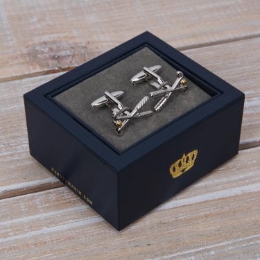 Harvey Makin Rhodium Plated Golf Clubs Cufflinks 