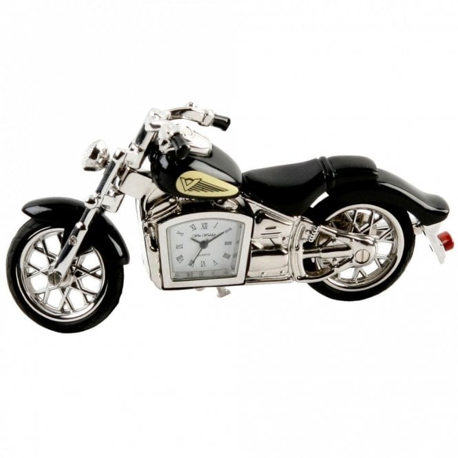 Gifts Miniature Black Indian Style Motorbike Clock 60 x 115mm