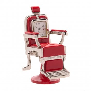 Miniature Clock Red Barber's Chair 90 x 55mm