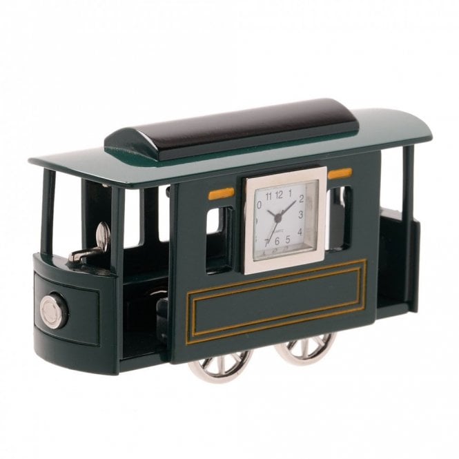 Gifts Miniature Clock Train Carriage Green 60 x 35mm