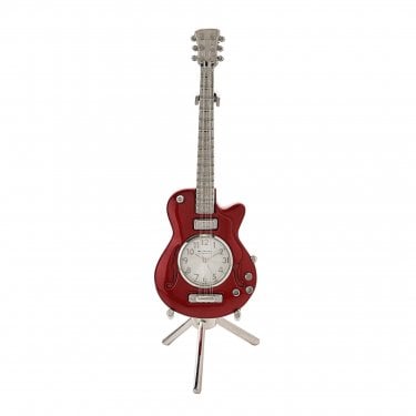 Miniature Red Guitar Clock 145 x 40mm