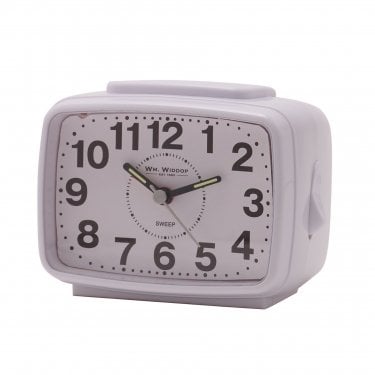 Oblong White Sweep Movement & Snooze Alarm Clock 95x124mm