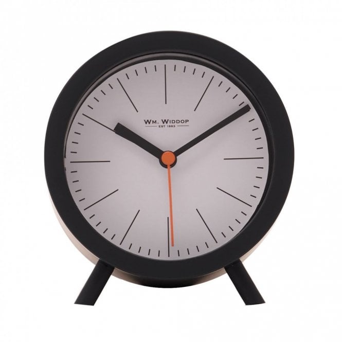 Gifts Round Black Alarm Clock Sweep Movement with Feet 135x127mm
