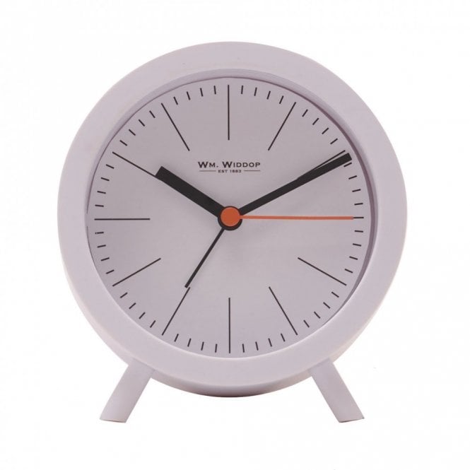 Gifts Round White Alarm Clock Sweep Movement with Feet 135x127mm