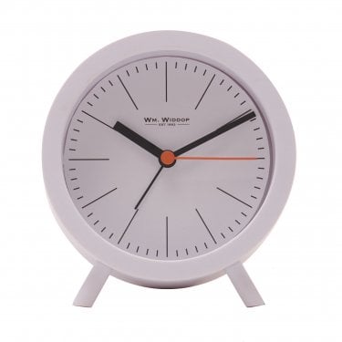 Round White Alarm Clock Sweep Movement with Feet 135x127mm
