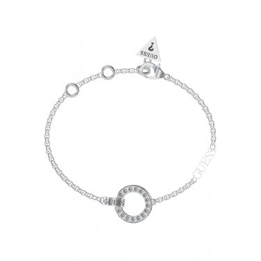 Guess Circle Lights CZ Silver Tone Bracelet 18.5-22cm